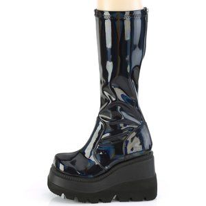 Goth Wedge Heel Platform Knee High Boots